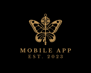 Luxe - Golden Butterfly Key logo design