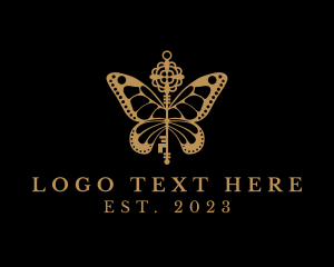 Insect - Golden Butterfly Key logo design