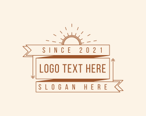 Hipster Sunburst Banner logo design