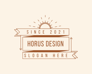 Hipster Sunburst Banner logo design