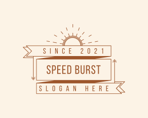 Hipster Sunburst Banner logo design