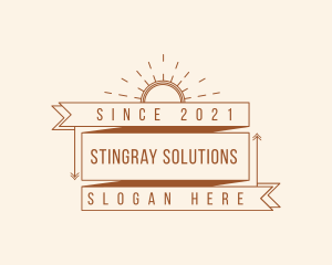 Hipster Sunburst Banner logo design