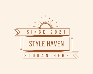 Hipster Sunburst Banner logo design