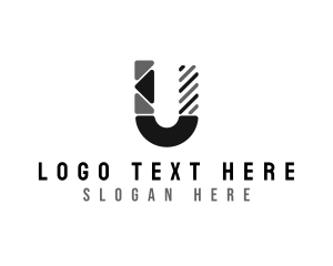 Monochrome - Geometric Tile Letter U logo design