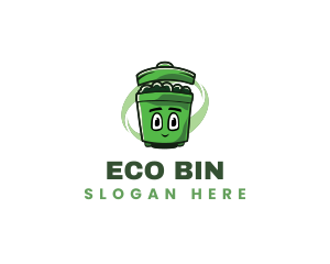 Bin - Trash garbage Bin Mascot logo design