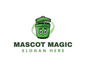 Trash garbage Bin Mascot logo design