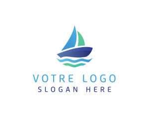 Sea Sailing Boat Logo