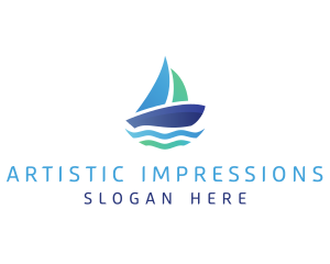 Sea Sailing Boat logo design