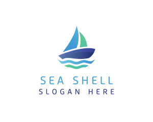 Sea Sailing Boat logo design