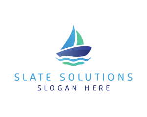 Sea Sailing Boat logo design