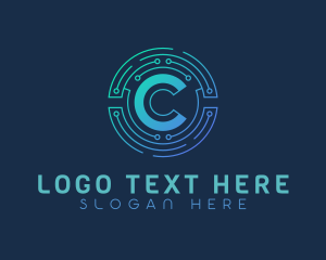 High Tech - Software Circuit Letter C logo design