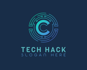 Hack - Software Circuit Letter C logo design