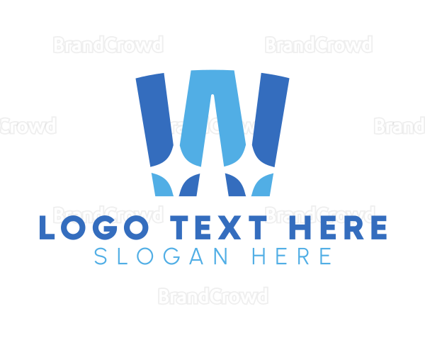 Blue Shiny Letter W Logo