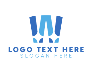 Blue Shiny Letter W logo design