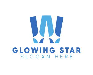Shining - Blue Shiny Letter W logo design
