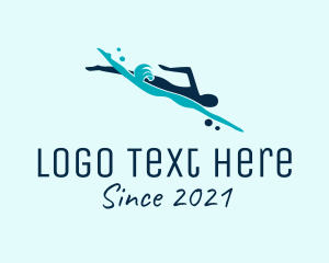 Diver - Blue Diver Swimming logo design