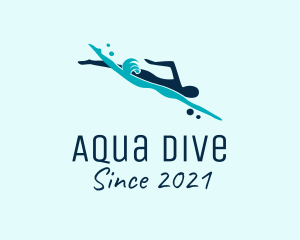 Blue Diver Swimming logo design