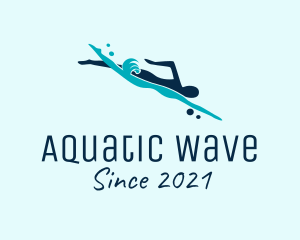 Swimmer - Blue Diver Swimming logo design