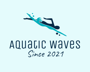 Swimming - Blue Diver Swimming logo design