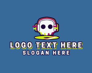 Disc Jockey - Disc Jockey Skull Headphones logo design