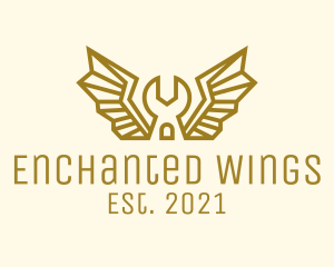 Winged Mechanic Wrench logo design