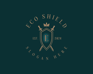 Crown Shield Sword logo design