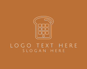 Line Art - Waffle Phone Bread Toast logo design