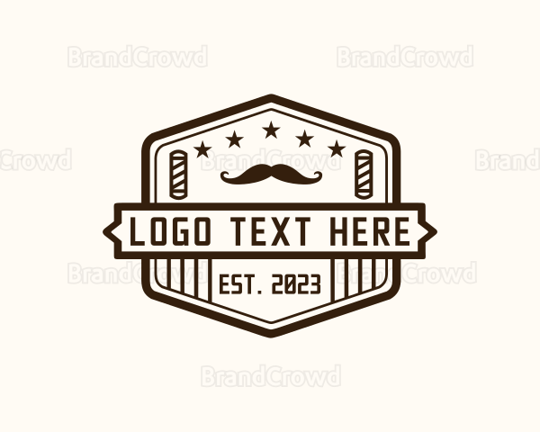 Hipster Barber Moustache Logo