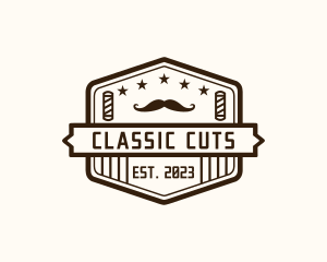 Hipster Barber Moustache logo design