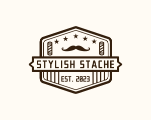 Hipster Barber Moustache logo design