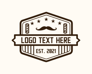 Barbershop - Hipster Barber Barbershop Moustache logo design