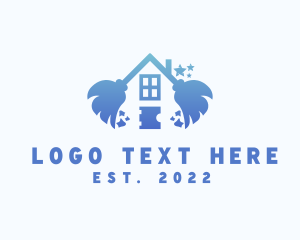 Residence - Home Cleaning Broom logo design