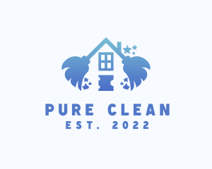 Home Cleaning Broom logo design