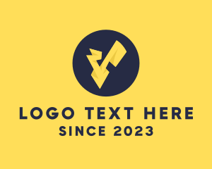 Yellow Voltage Letter V logo design