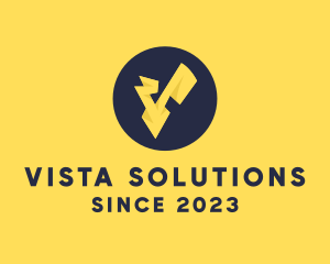 Yellow Voltage Letter V logo design