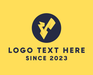 Thunder - Yellow Voltage Letter V logo design