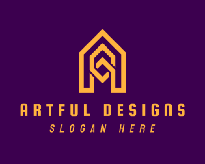 Geometric Yellow Letter A logo design