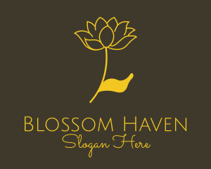 Flowering - Gold Lotus Flower logo design