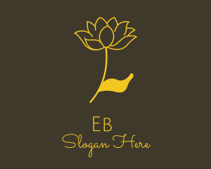 Flowering - Gold Lotus Flower logo design