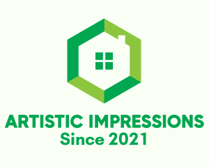 Green Hexagon Home logo design