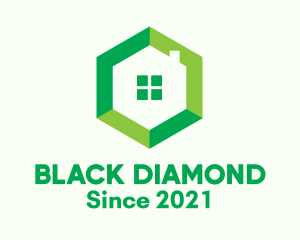 Green Hexagon Home logo design