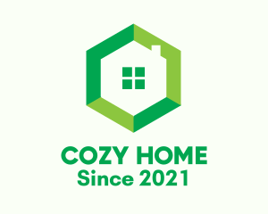 Green Hexagon Home logo design