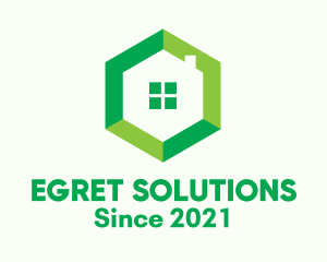 Green Hexagon Home logo design