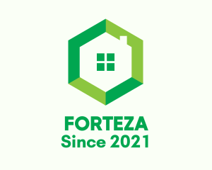 Green Hexagon Home logo design