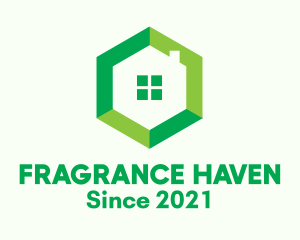 Green Hexagon Home logo design