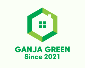 Green Hexagon Home logo design