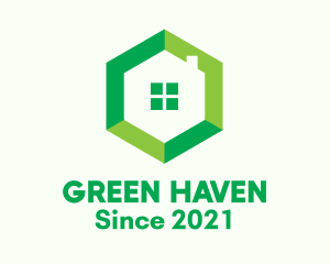 Green Hexagon Home logo design