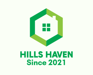 Green Hexagon Home logo design