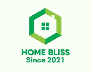 Green Hexagon Home logo design