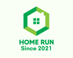 Green Hexagon Home logo design